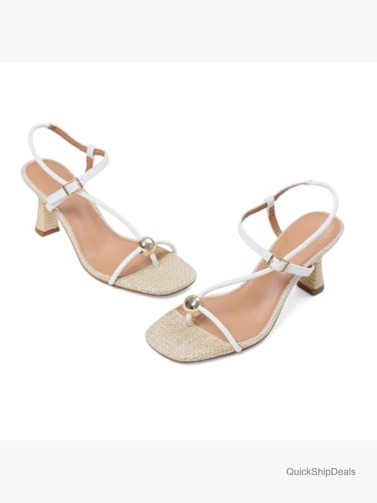 Kitten Heel Sandals Square Open Toe Strappy Slingback Thong Heels with Ankle